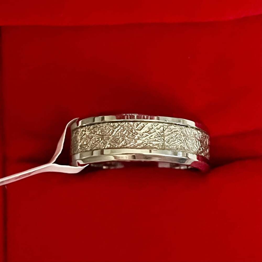 Tungsten Meteorite Inlay Polished Finish 6mm Band Size 9